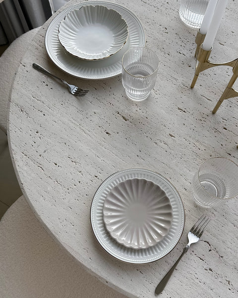 100*100 Light travertine dining table