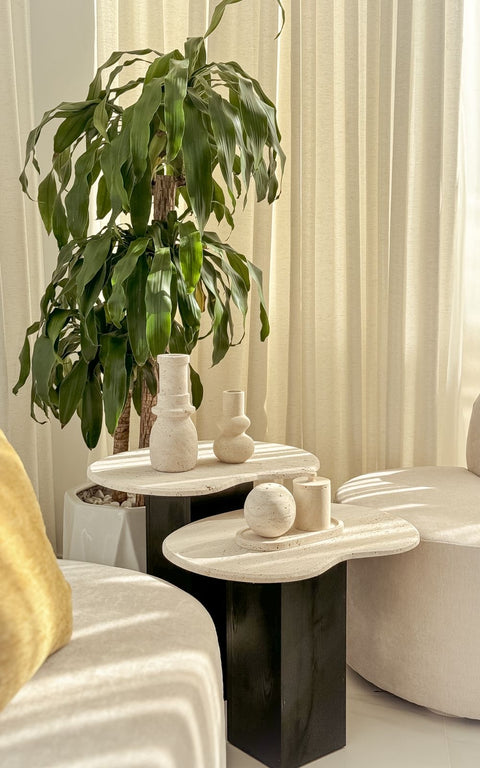 Twin side table wooden based