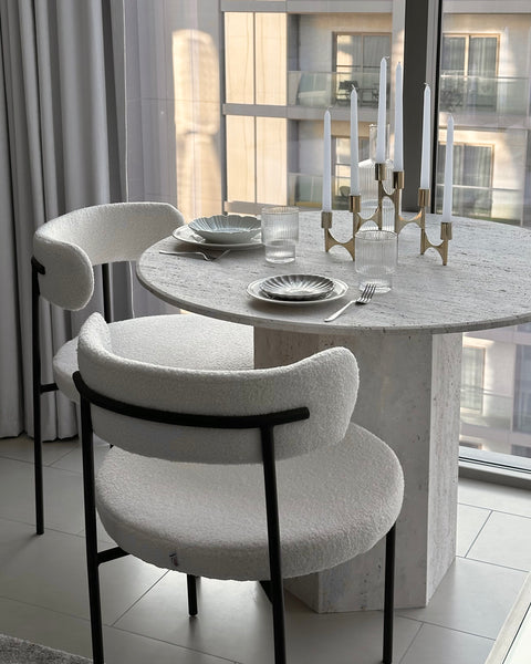 100*100 Light travertine dining table