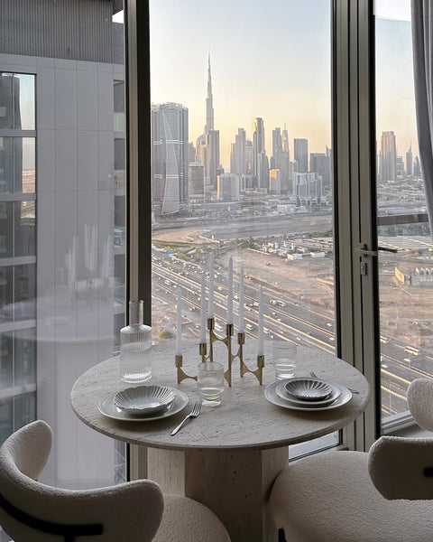 100*100 Light travertine dining table