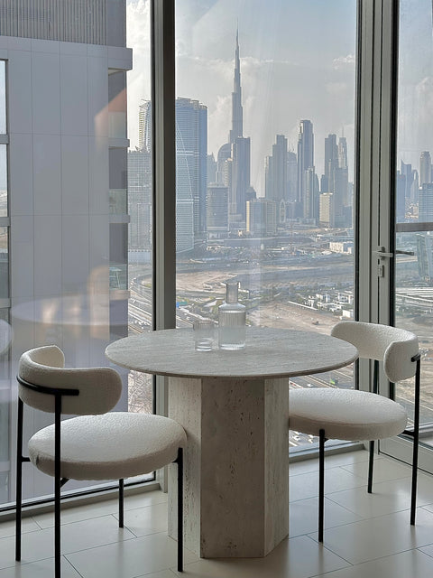 100*100 Light travertine dining table