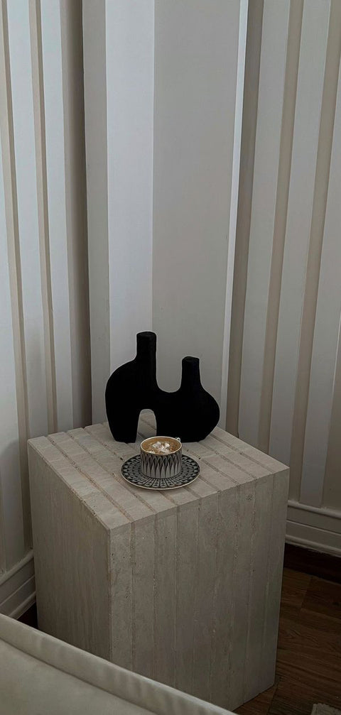 Elegant side table light travertine