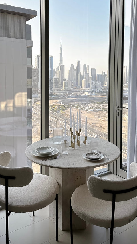 100*100 Light travertine dining table