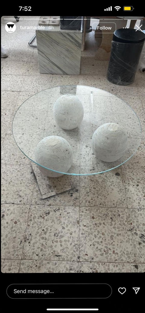 Travertine Glass coffee table
