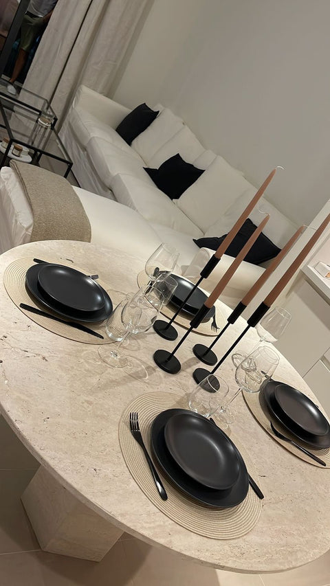 Hexago travertine Round dining Table