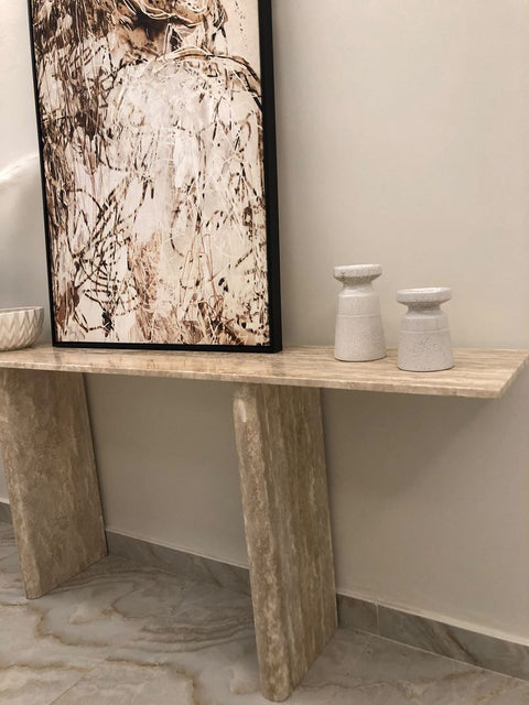 1 Beige Travertine Console