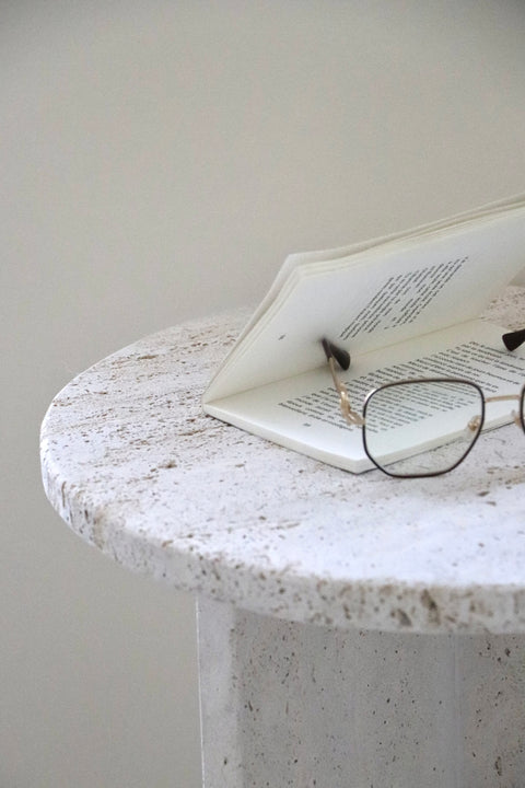 Round Light travertine Side table