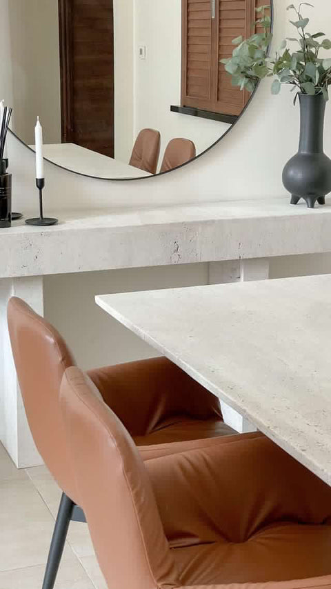 Light Travartine Polished Dining table 6 Seater