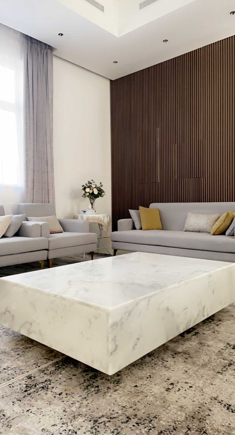 Coffee table Mougla white built in wheels