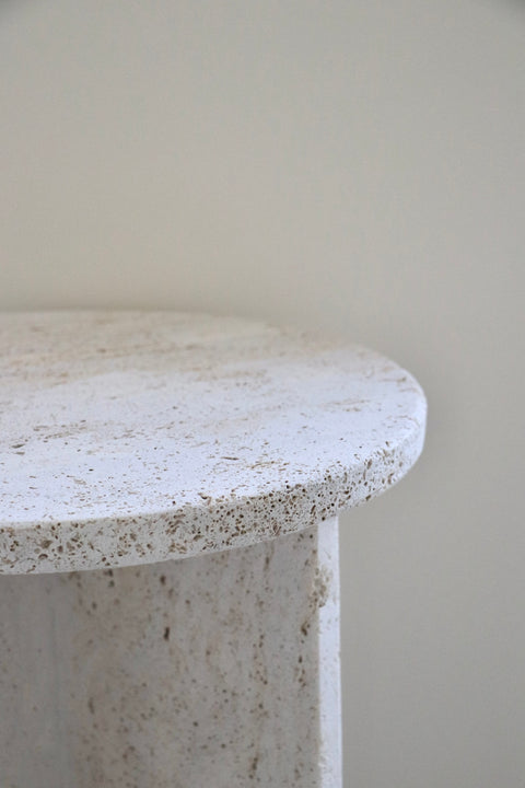 Round Light travertine Side table