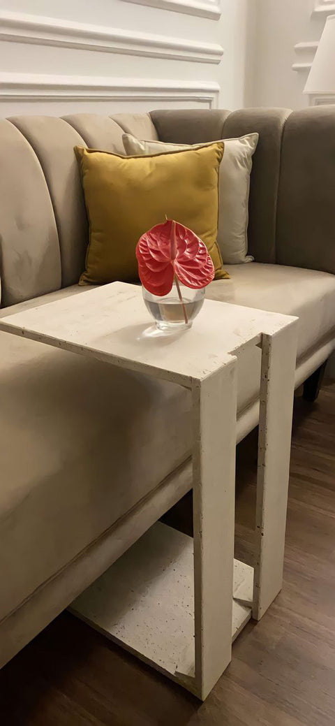 Light Travertine Movable Side Table