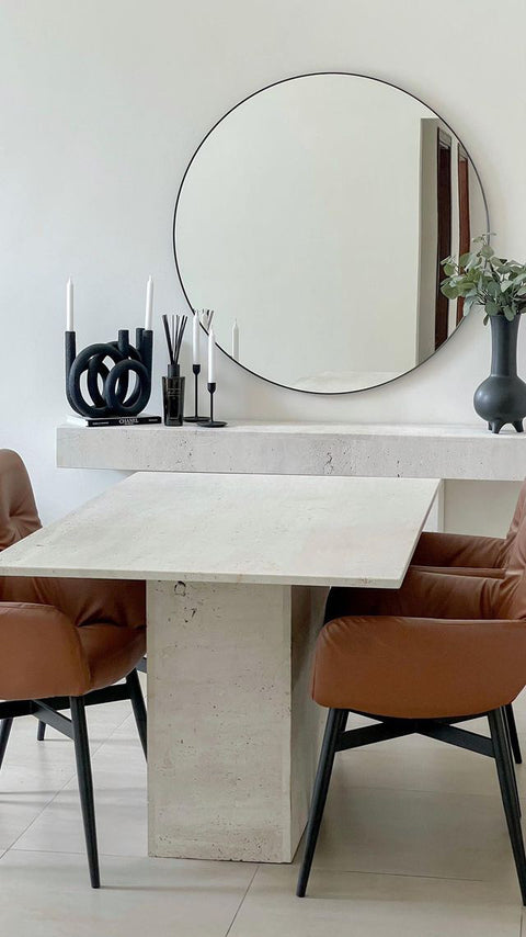 Light Travartine Polished Dining table 6 Seater