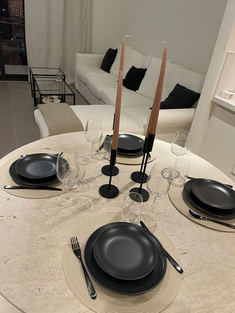 Hexago travertine Round dining Table