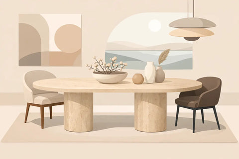 Oval Travertine Dining Table for Refined Homes