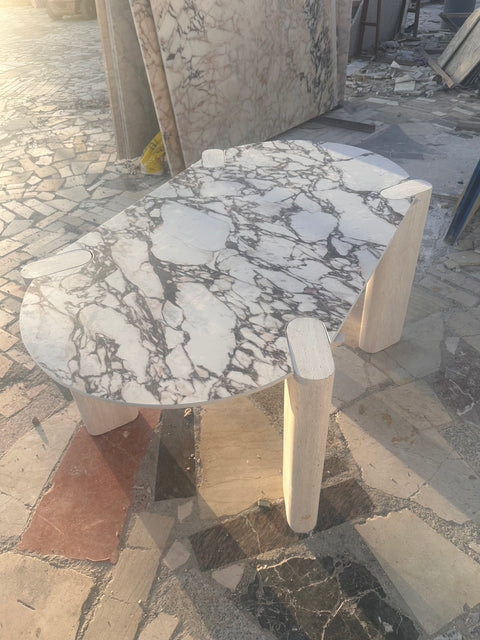 Calacatta Viola Travertine Dining table