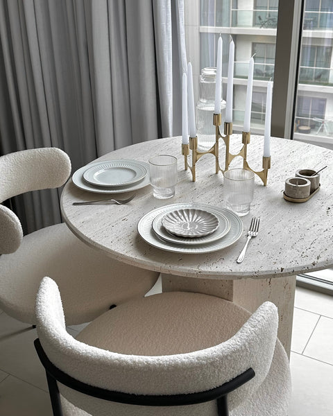 100*100 Light travertine dining table