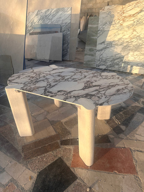 Calacatta Viola Travertine Dining table