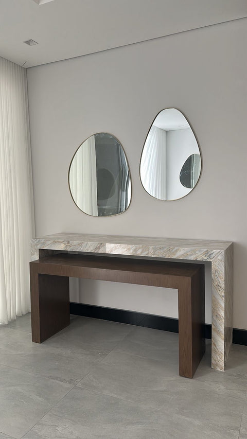 Calacatta Monet and wooden console