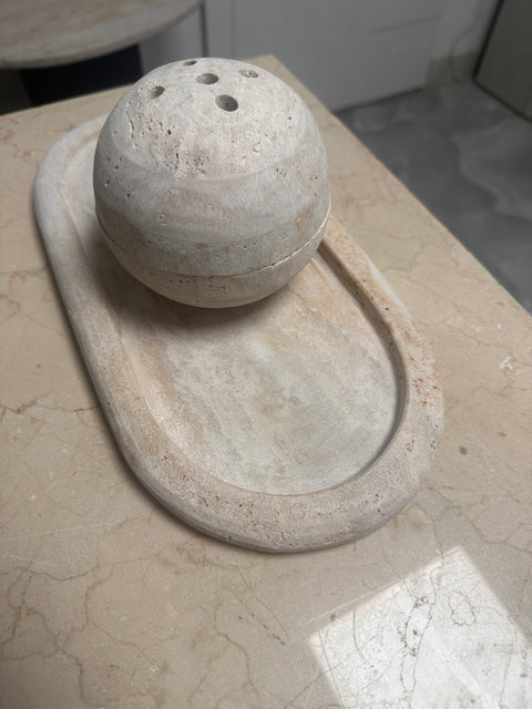 Travertine incense burner