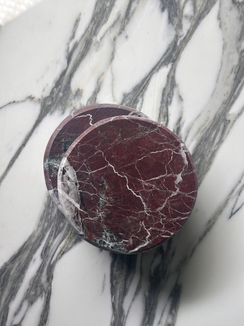 Rosso Levanto Marble Coasters set of two