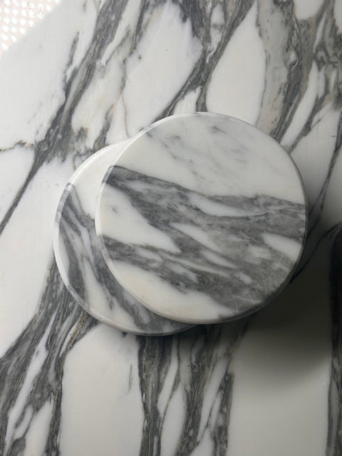 Arabescato Marble Coasters set of two