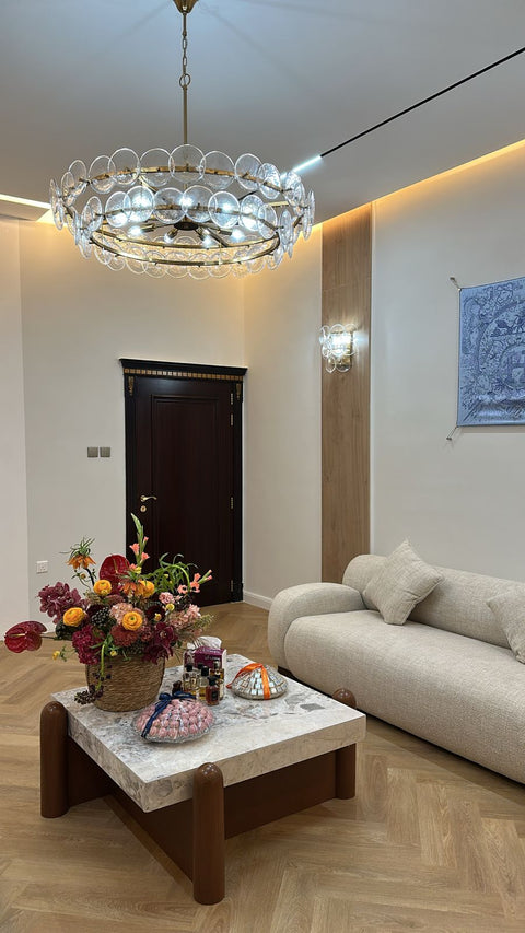 Calacatta Grey & wood coffee table