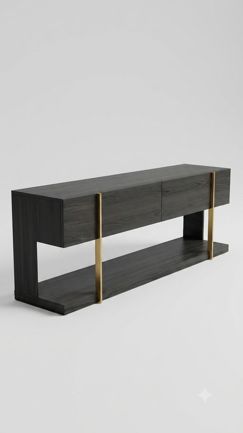 Bentley Birch TV Console with Gold Accents