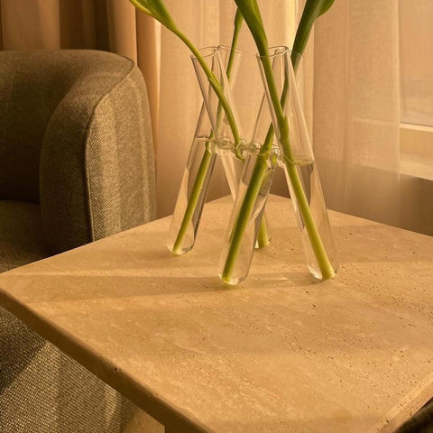 Light travertine side table