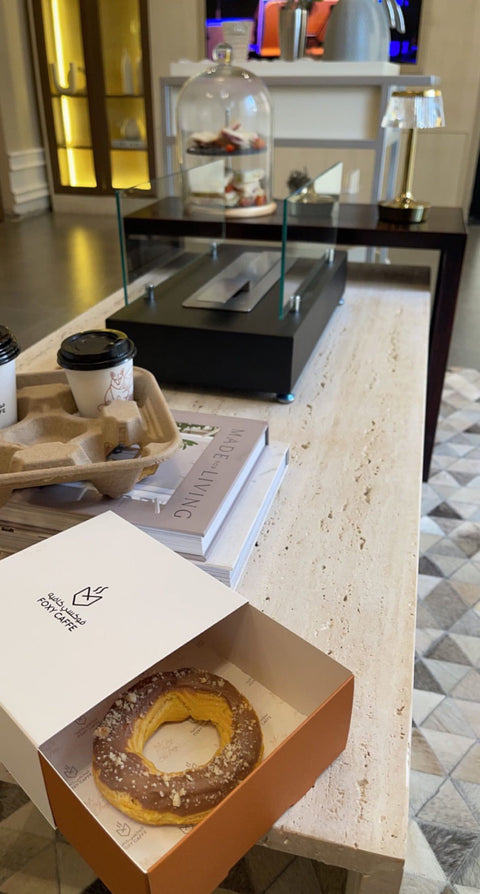 Coffee table Light Travertine With Wooden Console