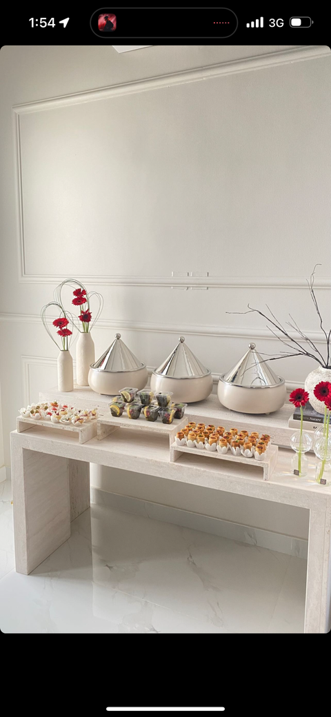Double luxurious travertine consoles
