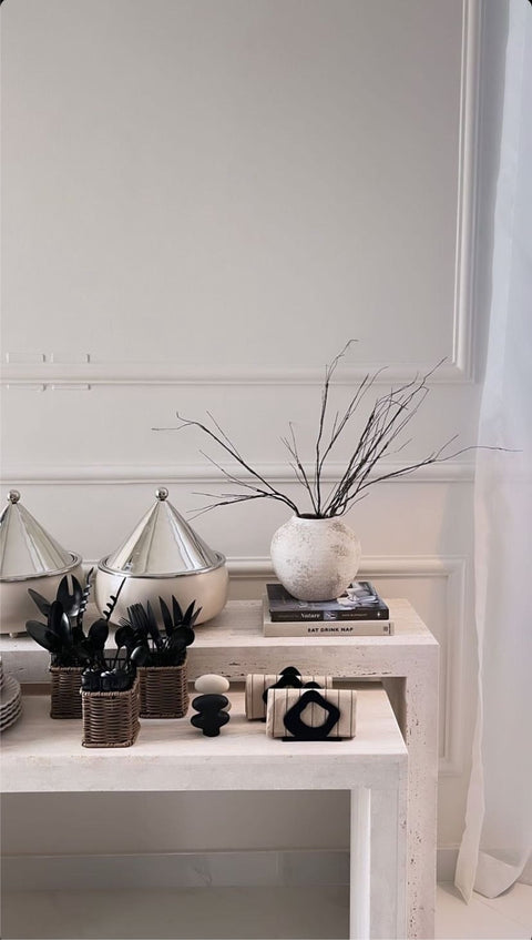 Double luxurious travertine consoles