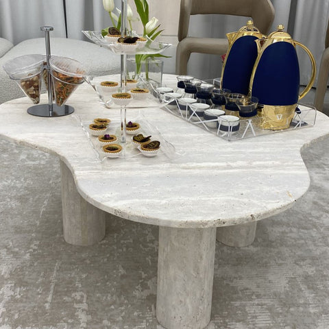 Light travertine Cylinder bases coffee table