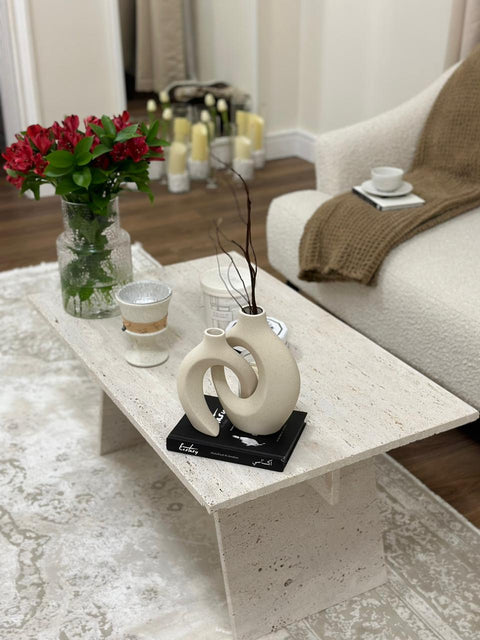 Luxurious coffee table light travertine